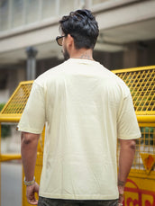 Madness Embroidery Cream Half Sleeve T-Shirt