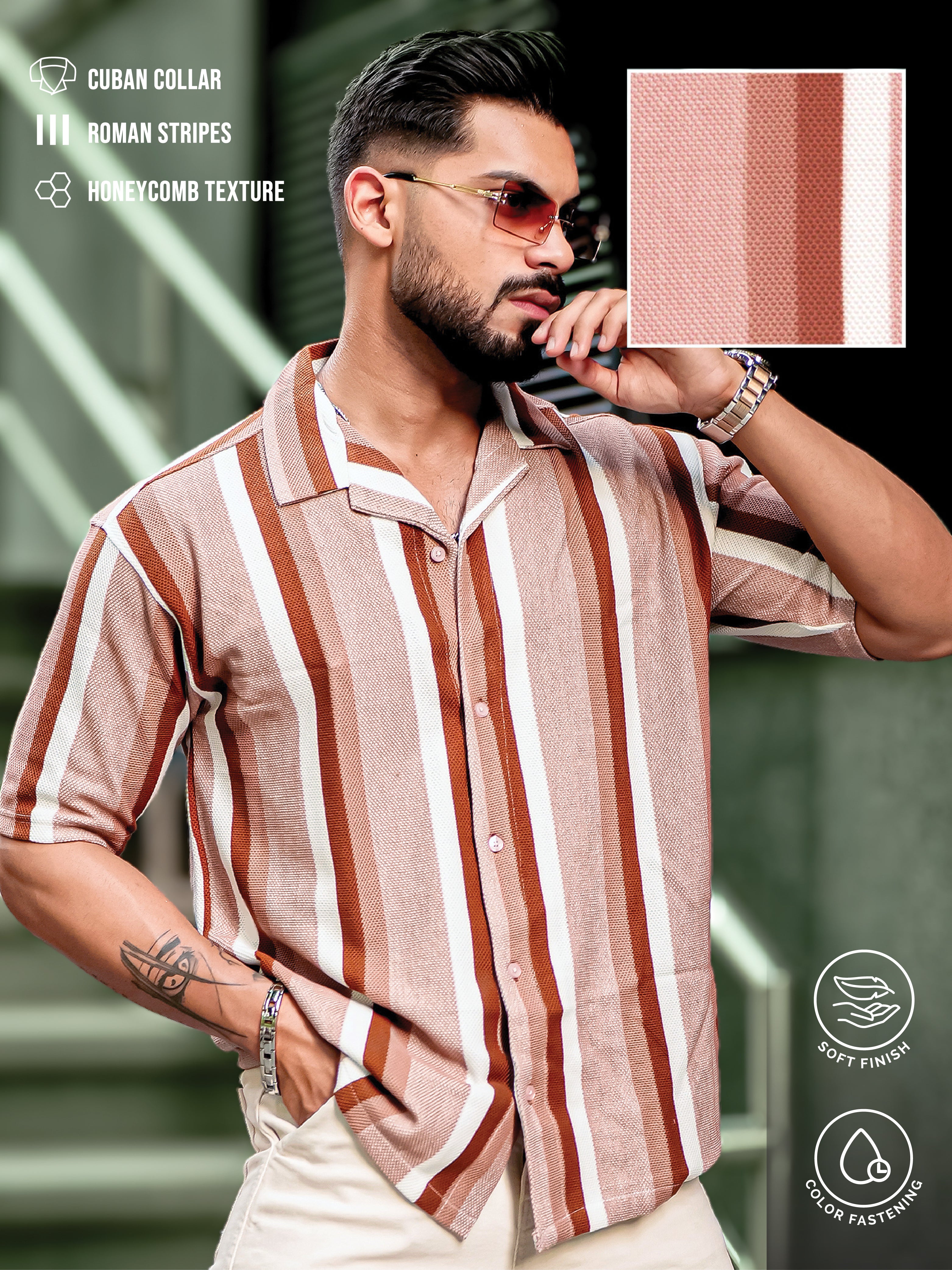 Roman Stripe Brown Shirt