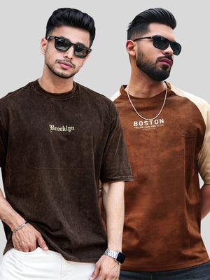 Acidwash Black & Boston Butterscotch T-Shirt Pack of 2