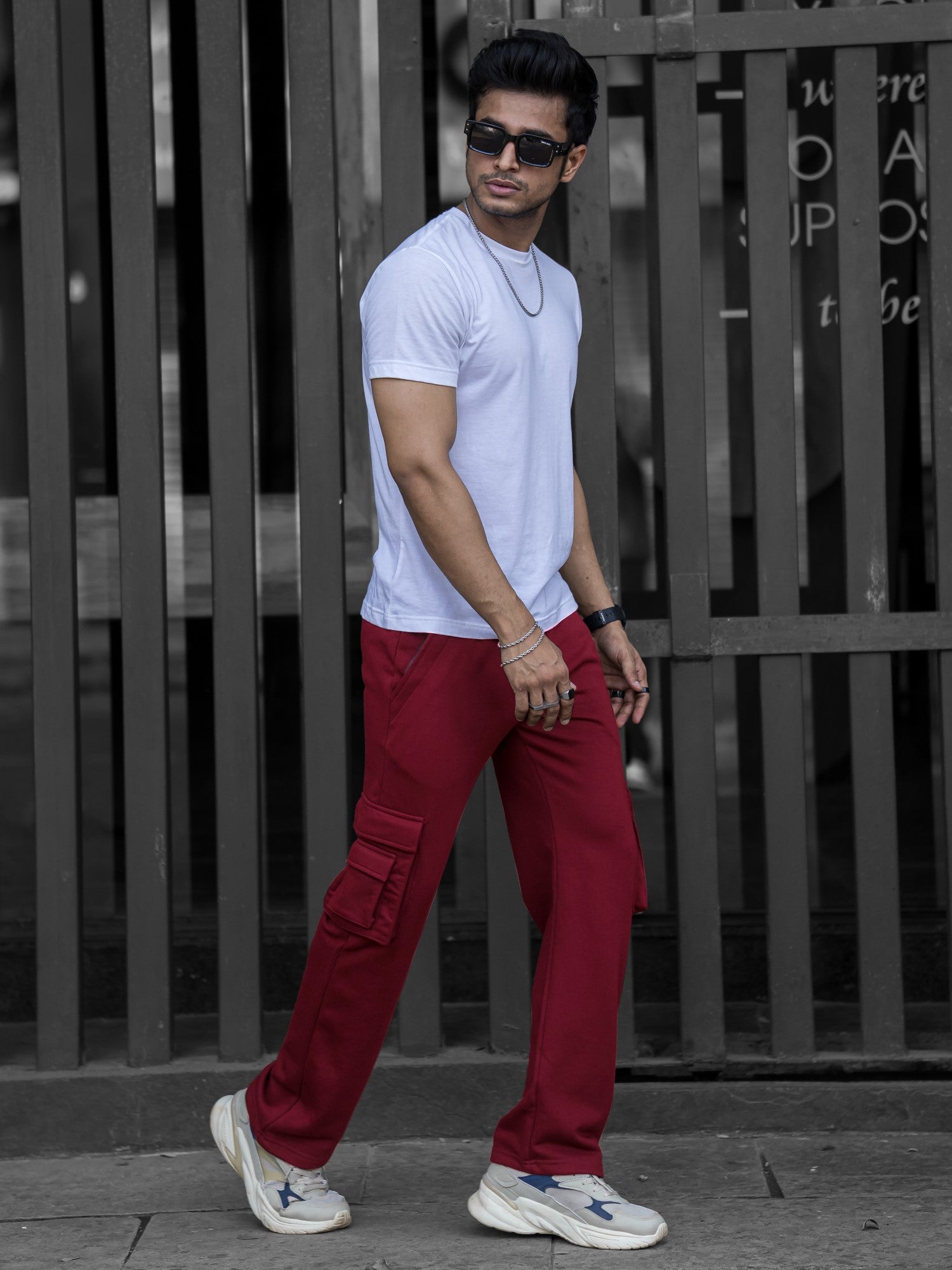 Streetstyle Burgundy Baggy fit Cargo Pant