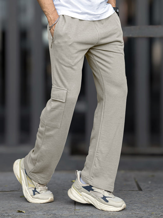 Solid Light Grey Baggy Fit Cargo