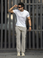 Solid Light Grey Baggy Fit Cargo