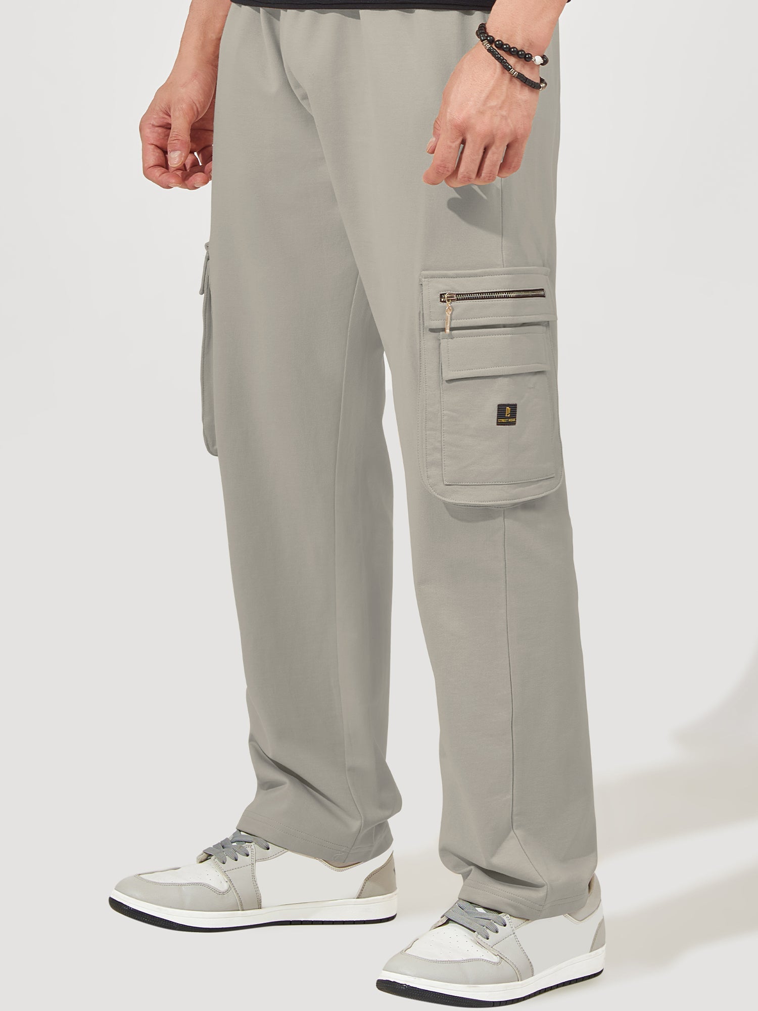 Baggy Side Zip Pocket Light Grey Cargo