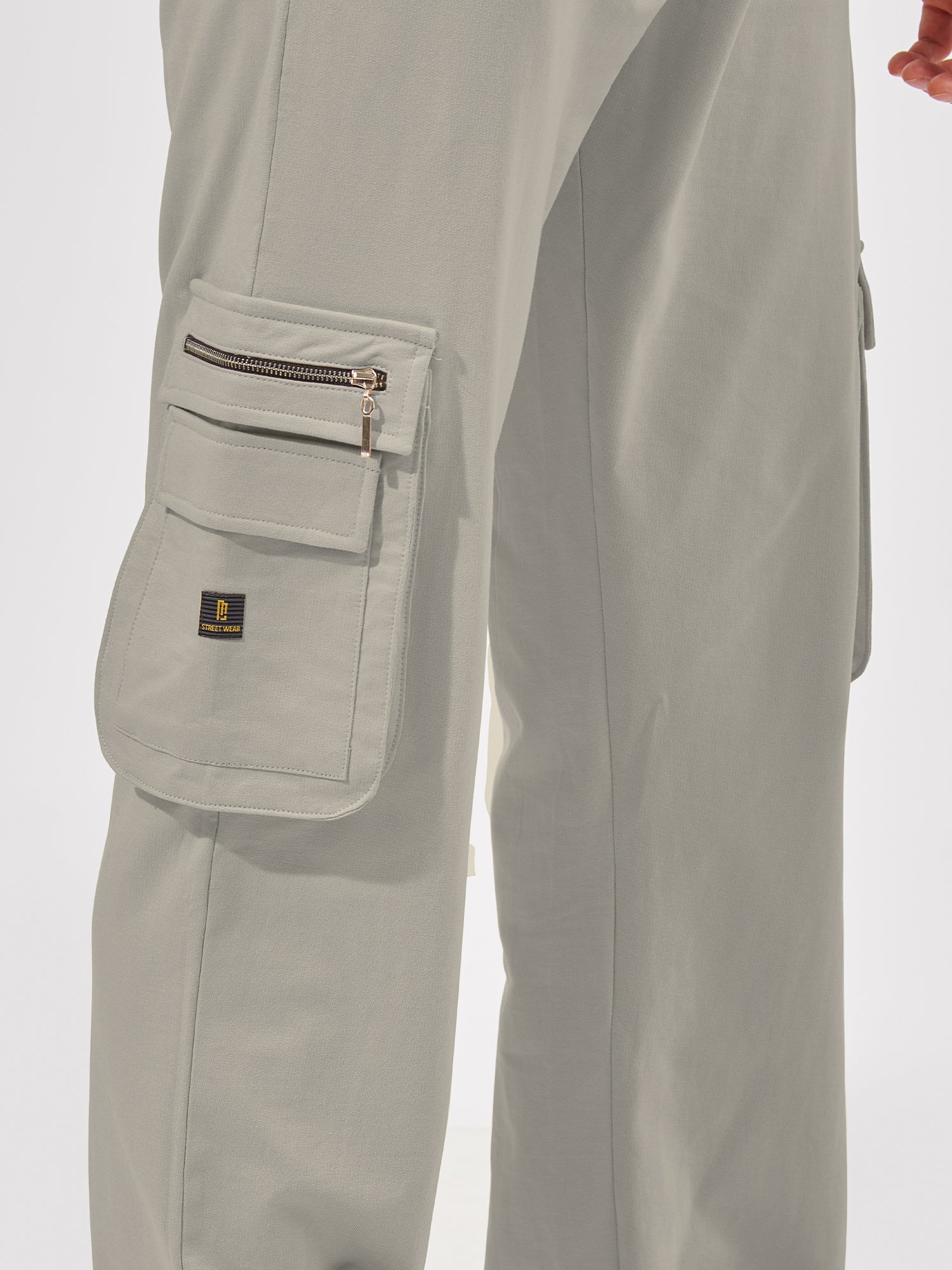 Baggy Side Zip Pocket Light Grey Cargo