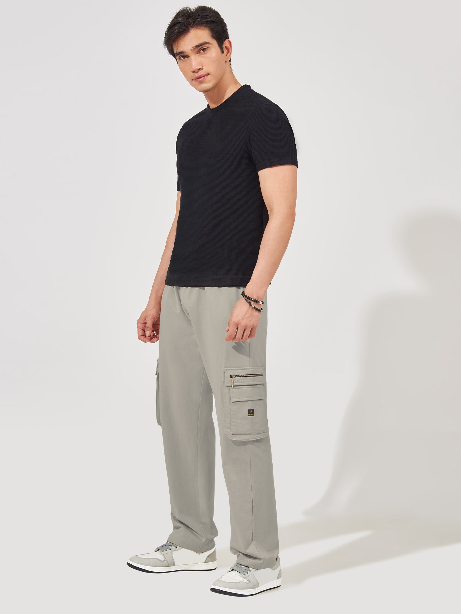 Baggy Side Zip Pocket Light Grey Cargo