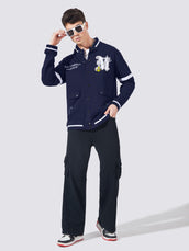 Varsity Navy Full Sleeve Jacket