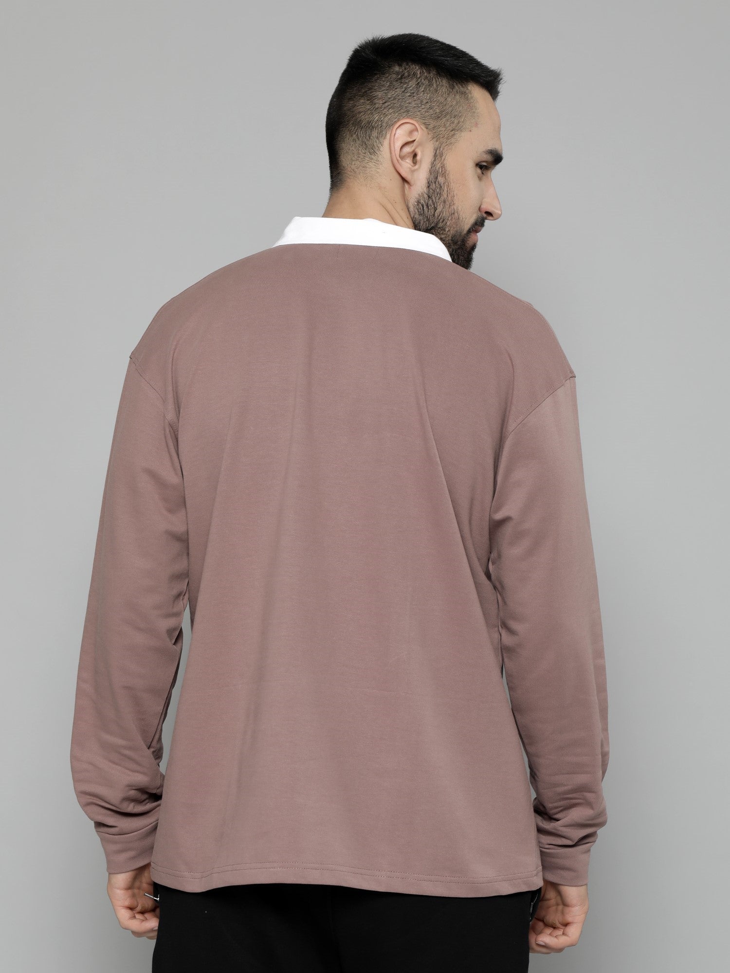 Half Zip Unique Dusty Pink Fullsleeve Polo Tshirt