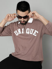 Half Zip Unique Dusty Pink Fullsleeve Polo Tshirt