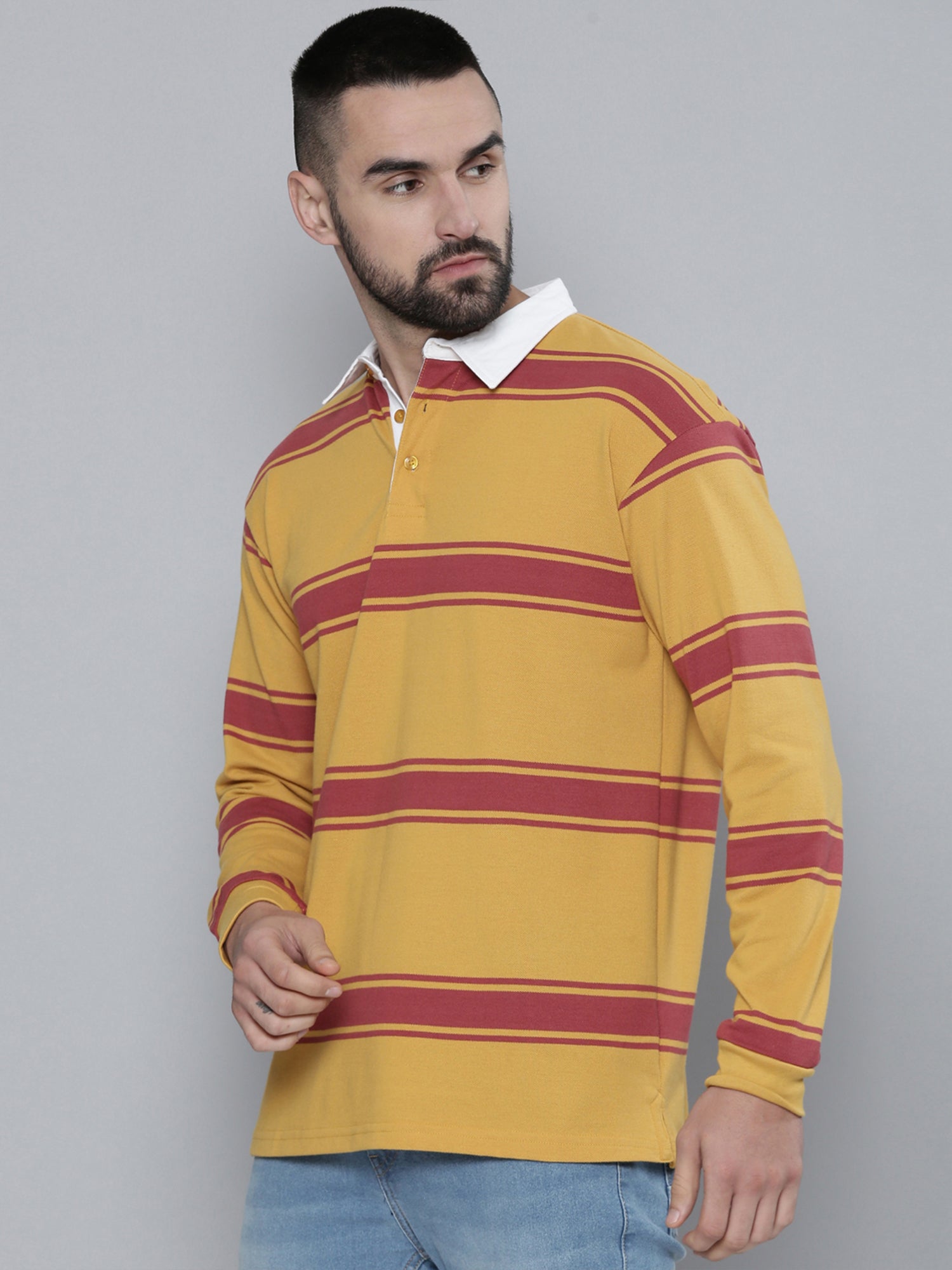 Auto Stripes Yellow Red Polo T-Shirt