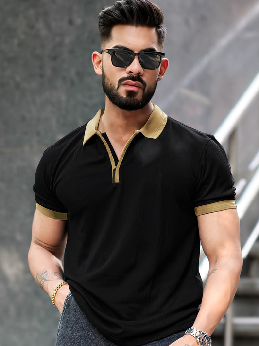 Solid Black Half Sleeve T-Shirt