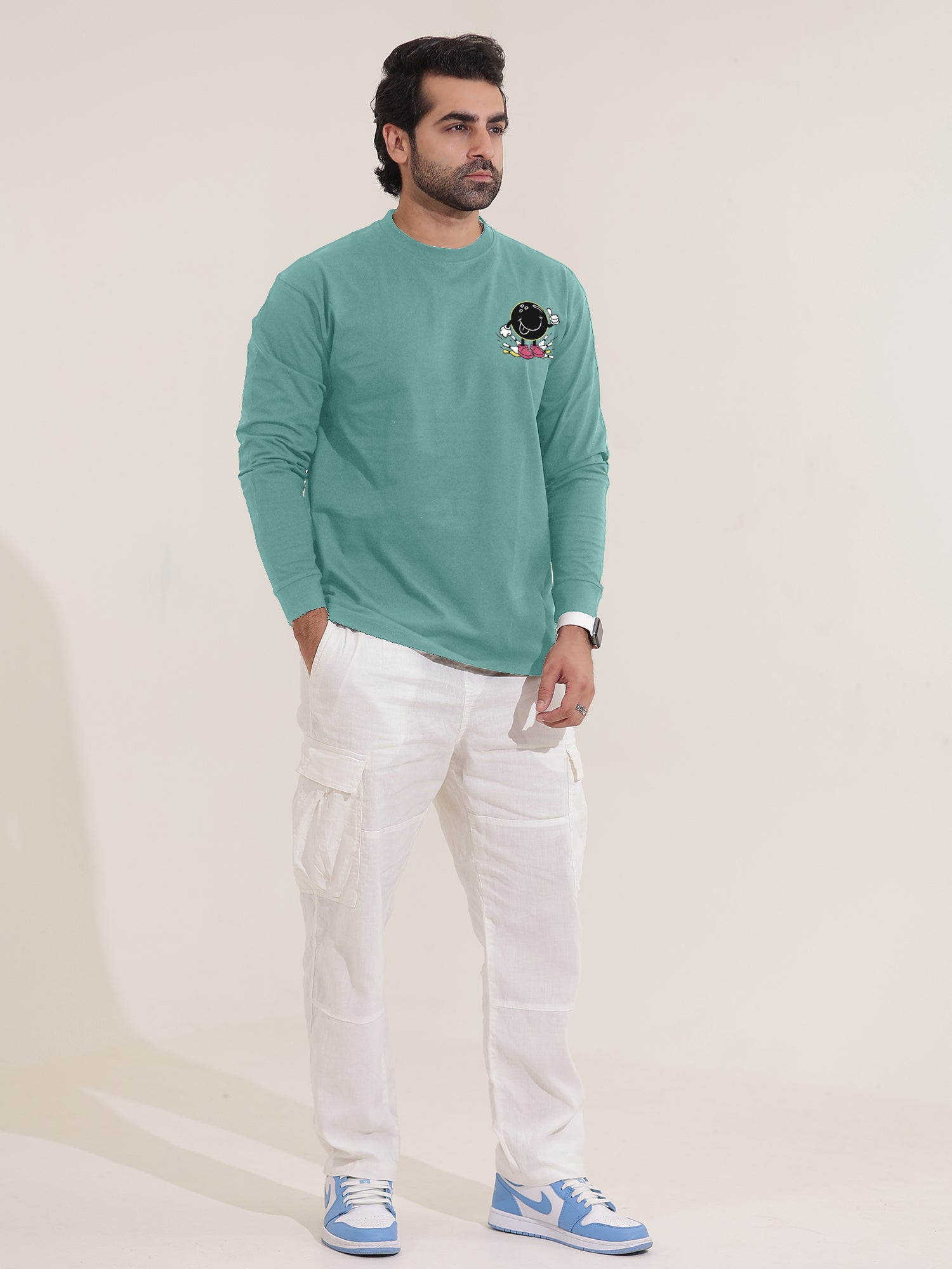 Bowling Berly Green Fullsleeve Oversized T-shirt