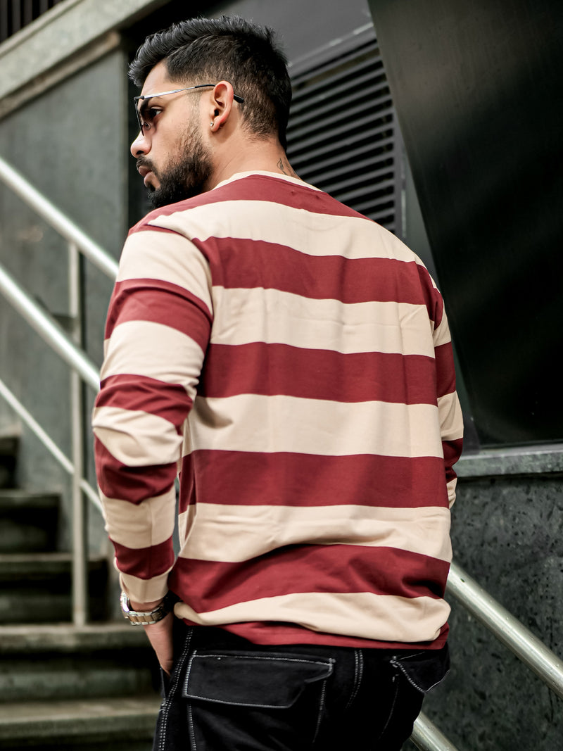 Future Stripes Brown Oversized T-Shirt