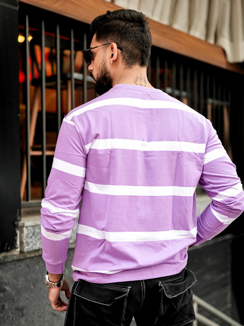 Hyperse Stripes Lavender Oversized T-Shirt