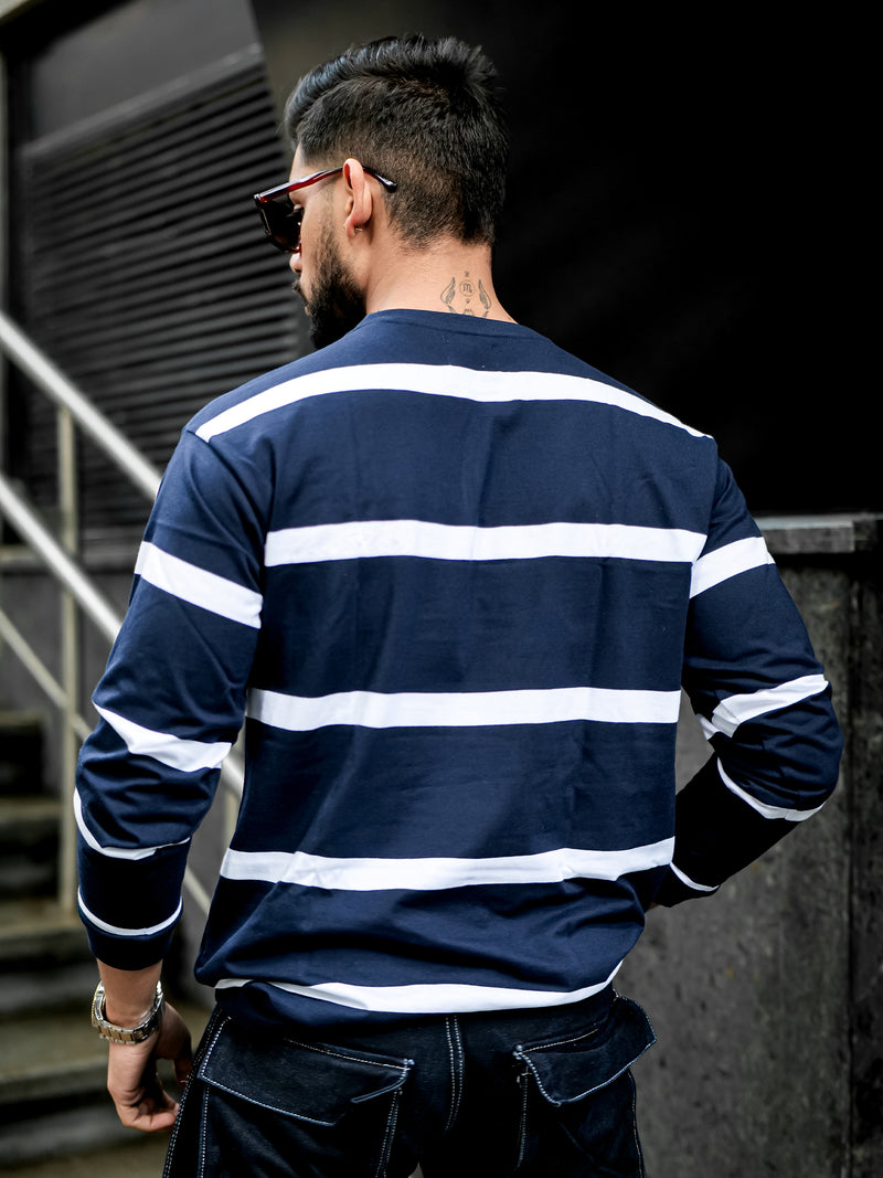Ruthless Stripes Navy Oversized T-Shirt