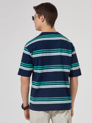 Auto Stripe Navy Half Sleeve T-Shirt