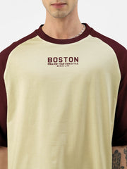 Boston Burgundy Butterscotch Oversized Half Sleeve T-Shirt