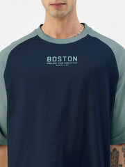 Boston Navy Lite Grey Oversized Half Sleeve T-Shirt