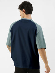 Boston Navy Lite Grey Oversized Half Sleeve T-Shirt