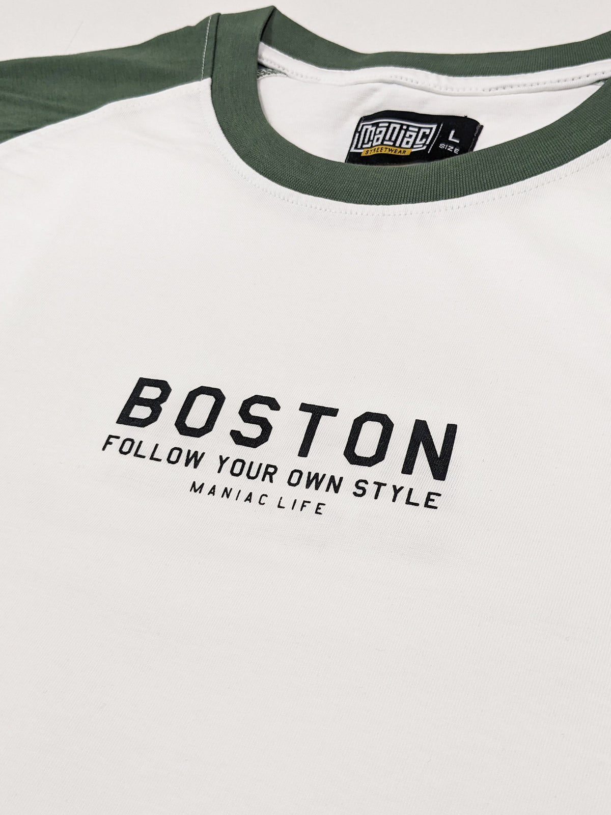 Hunter green half sleeve boston white oversized t-shirt for men - view 7