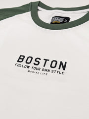 Boston White, Hunter Green  Oversized Half Sleeve T-Shirt