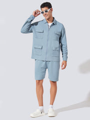 Solid 4 Pockets Light Grey Co-Ords
