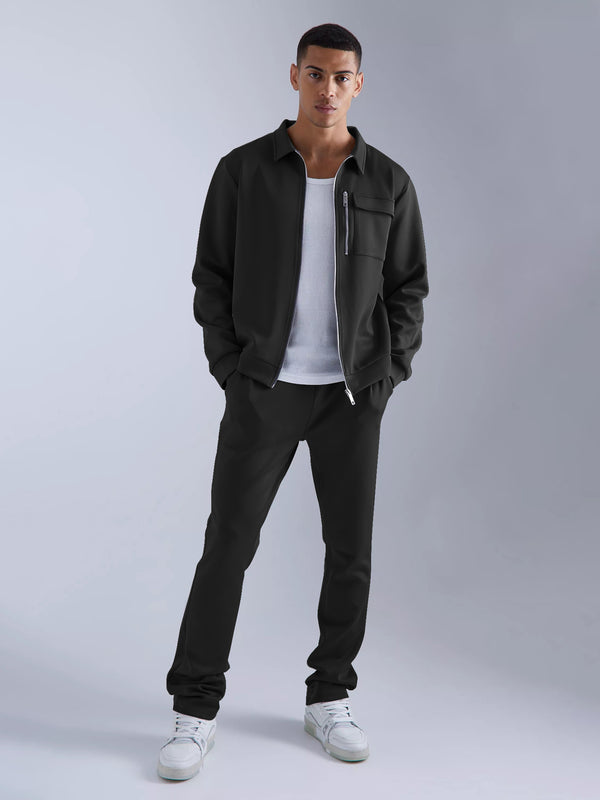 Solid Black Jacket and Jogger Cozy Cut Co-Ords