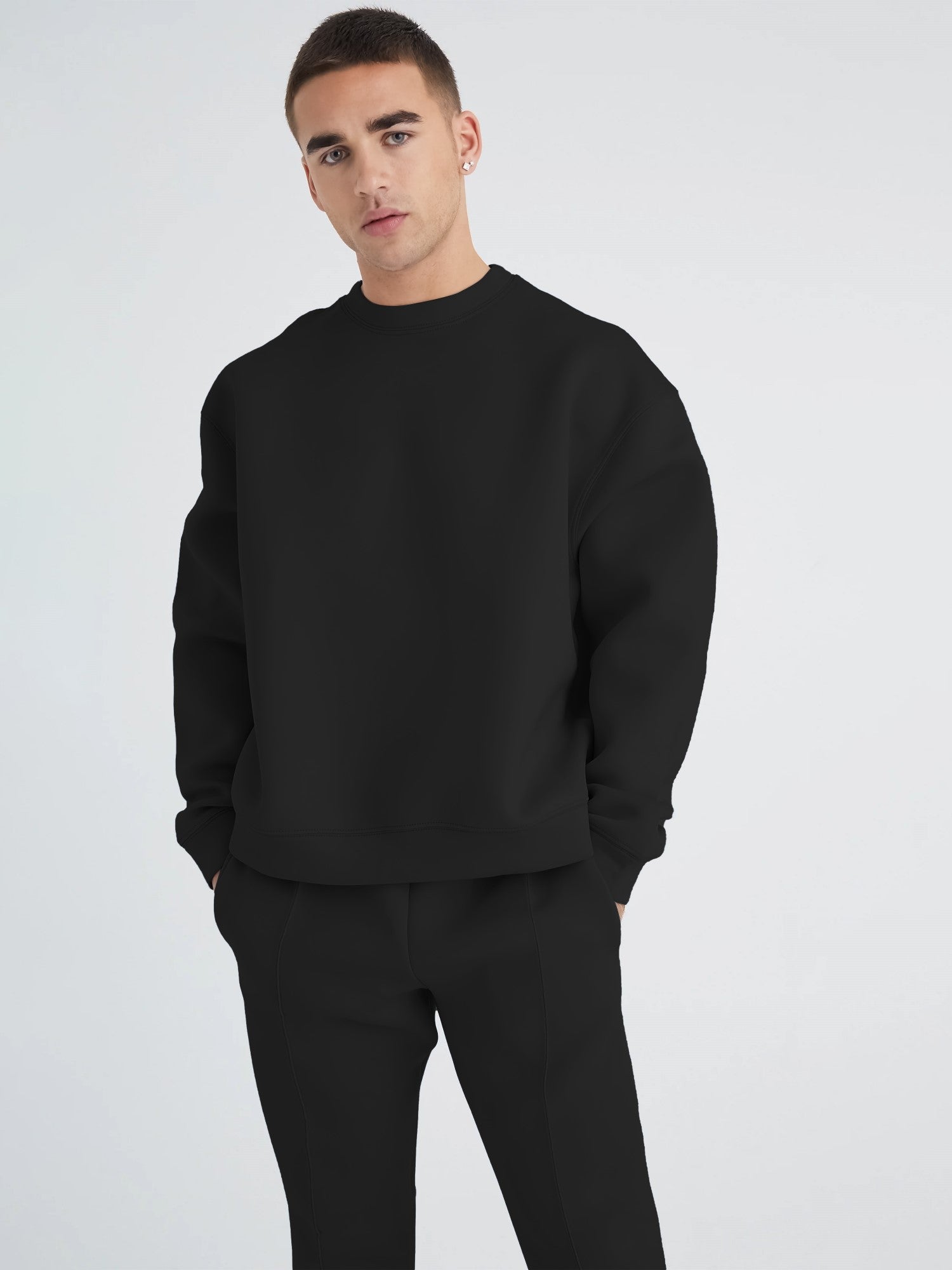 Solid Black Cozy Cut Co-Ords