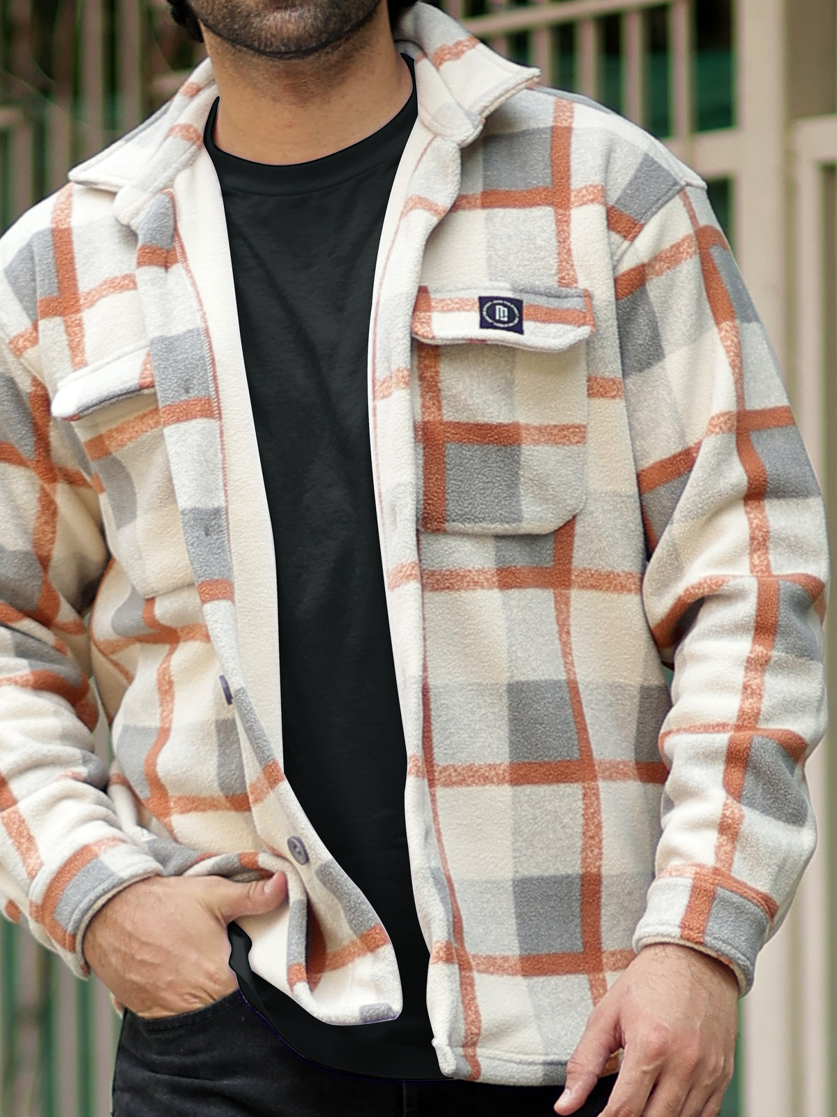 Onion full sleeve checkered shacket for men - view 4