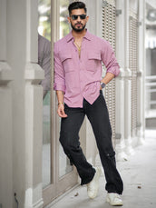 Pink full sleeve elliot knit lycra shirt for men - view 7