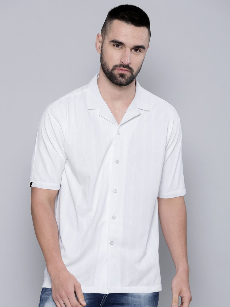 Texture Knit White Shirt