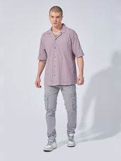 Posh Lavender Peak Weave Half Sleeve Shirt