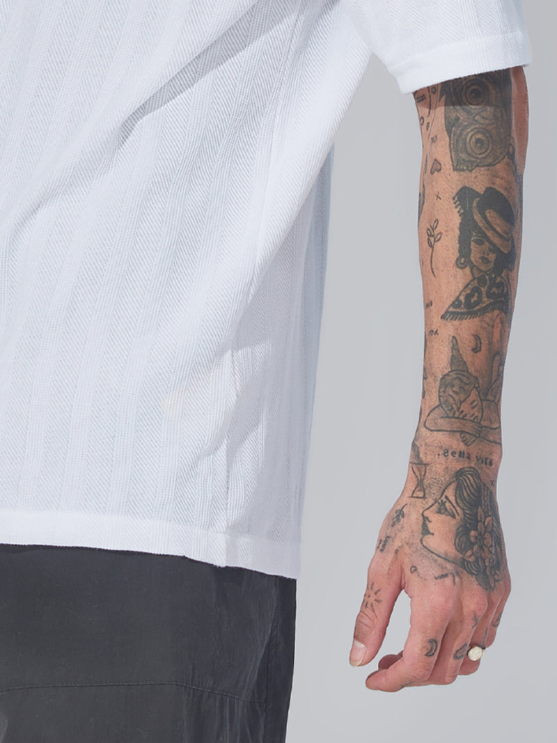 Posh White Peak Weave Shirt
