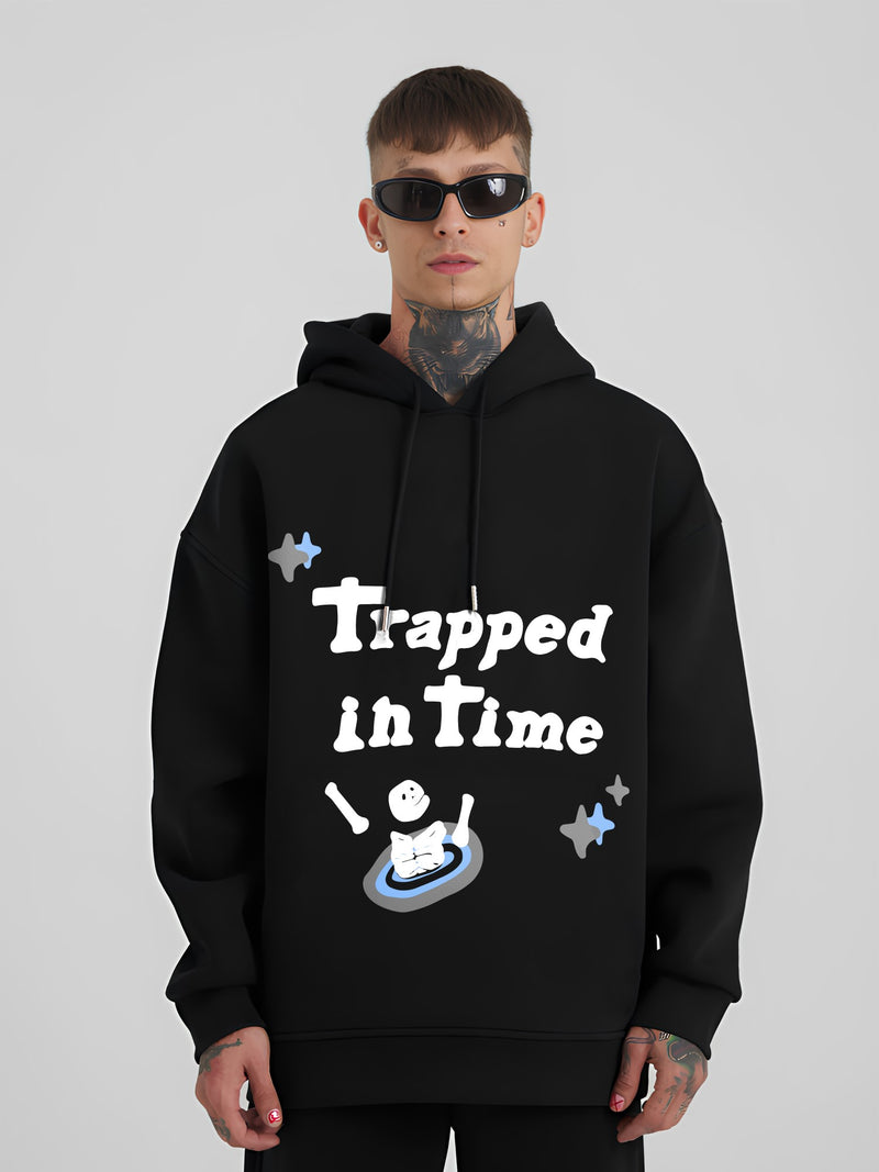 Trapped Black Loose fit Full Sleeve Sweatshirt