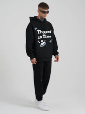 Trapped Black Loose fit Full Sleeve Sweatshirt
