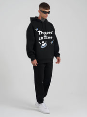 Trapped Black Loose fit Full Sleeve Sweatshirt