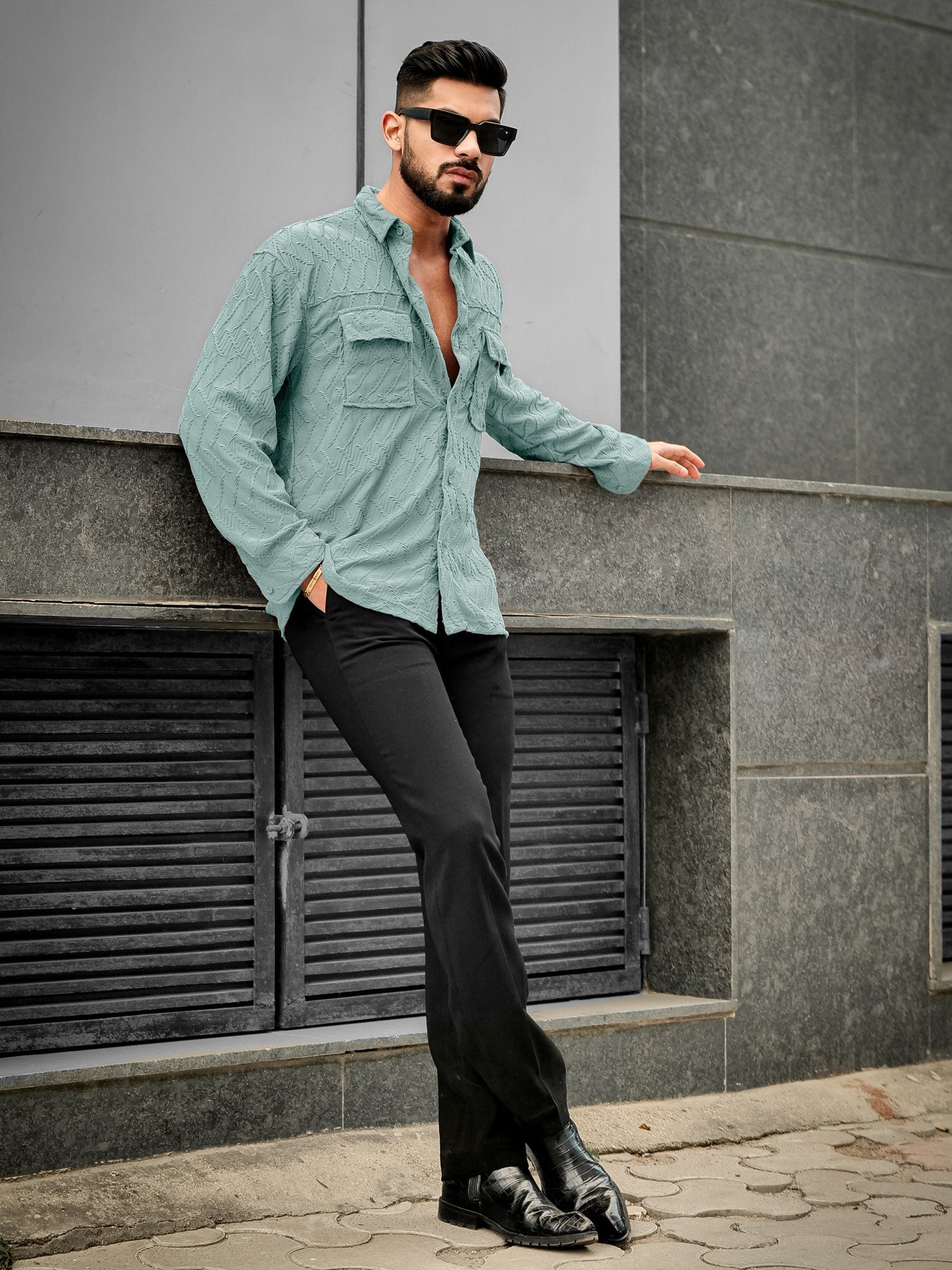 Creased Hunter Green Full Sleeve Shirt