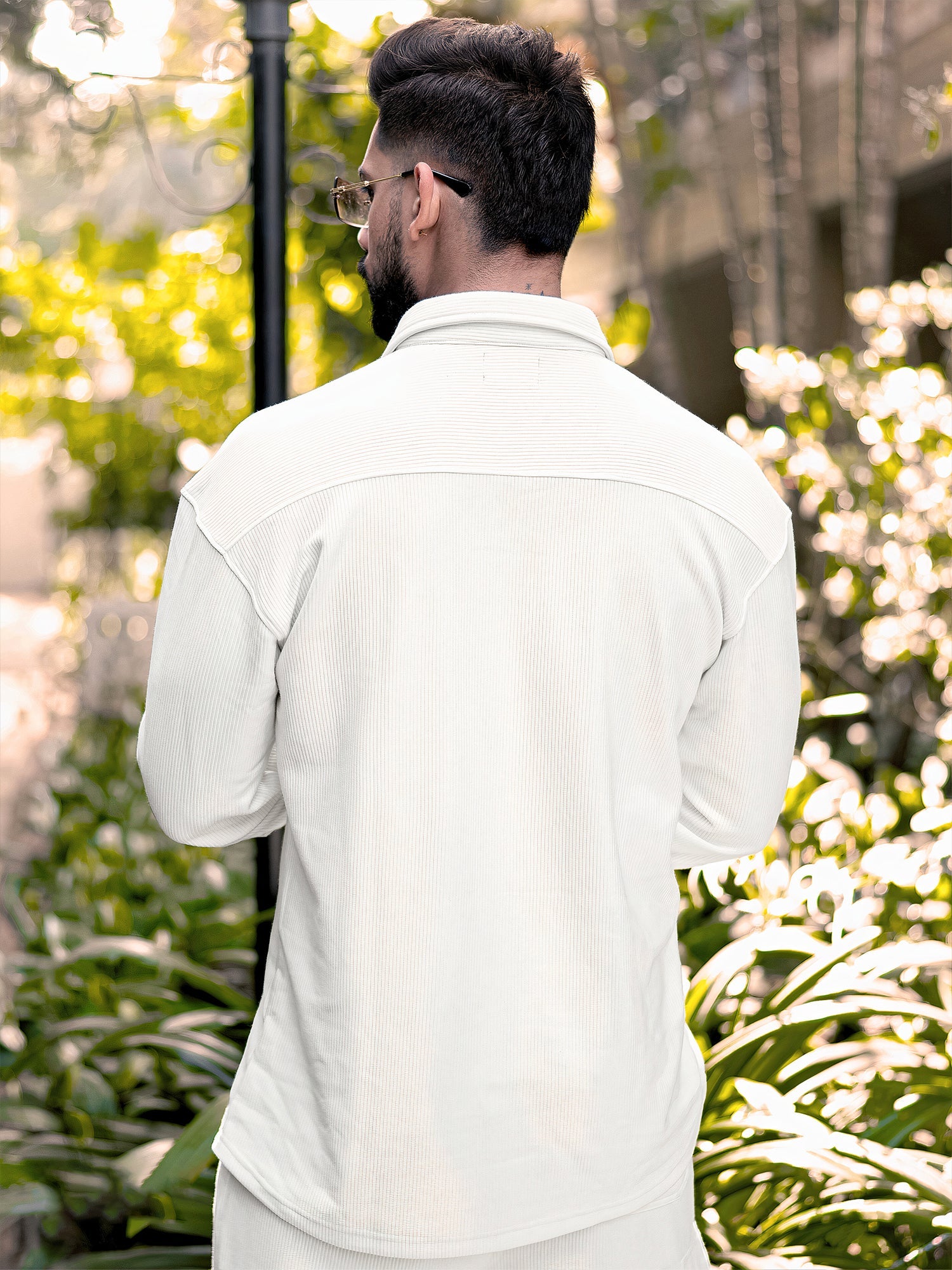 Cord Knit Textured Cream White Baggy Fit Cargo