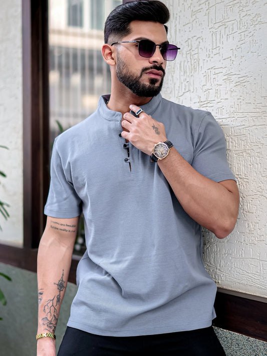 Solid Light Grey Half Sleeve T-Shirt