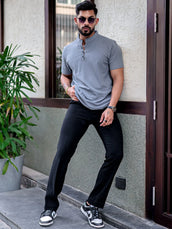 Solid Light Grey Half Sleeve T-Shirt
