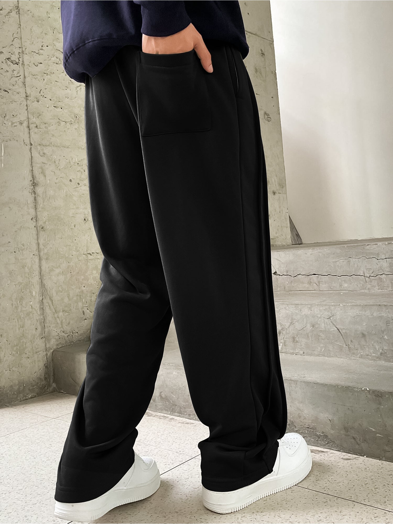 Two Pleat Black Baggy Fit Pant