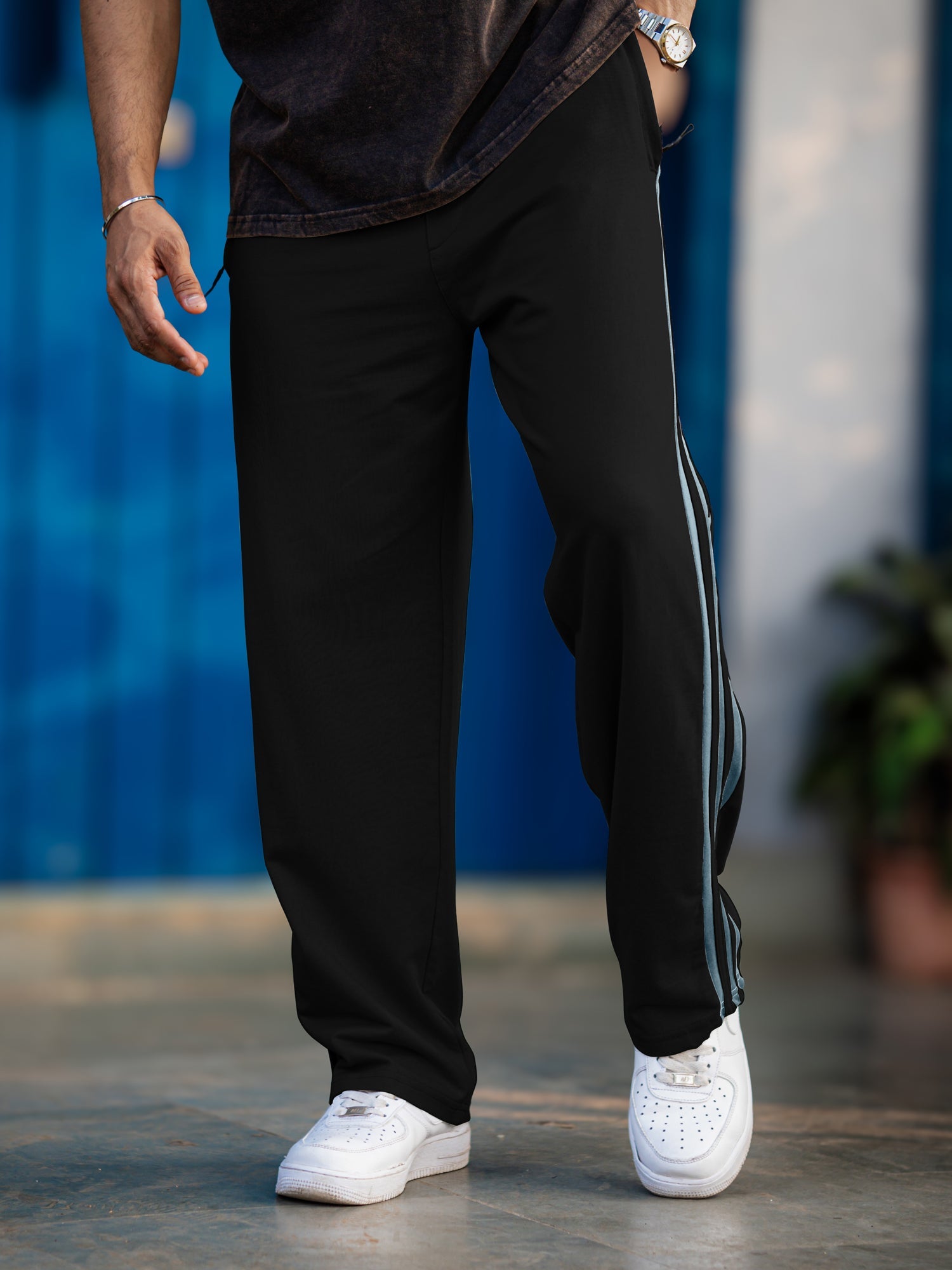 Baggy Fit Black Tapped Pant