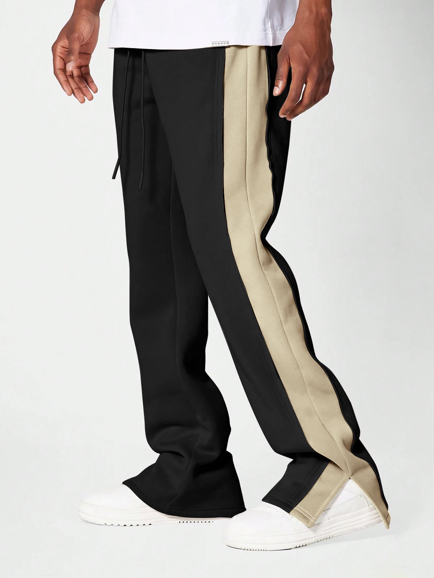 ColorBlock Black Baggy Fit Trackpant