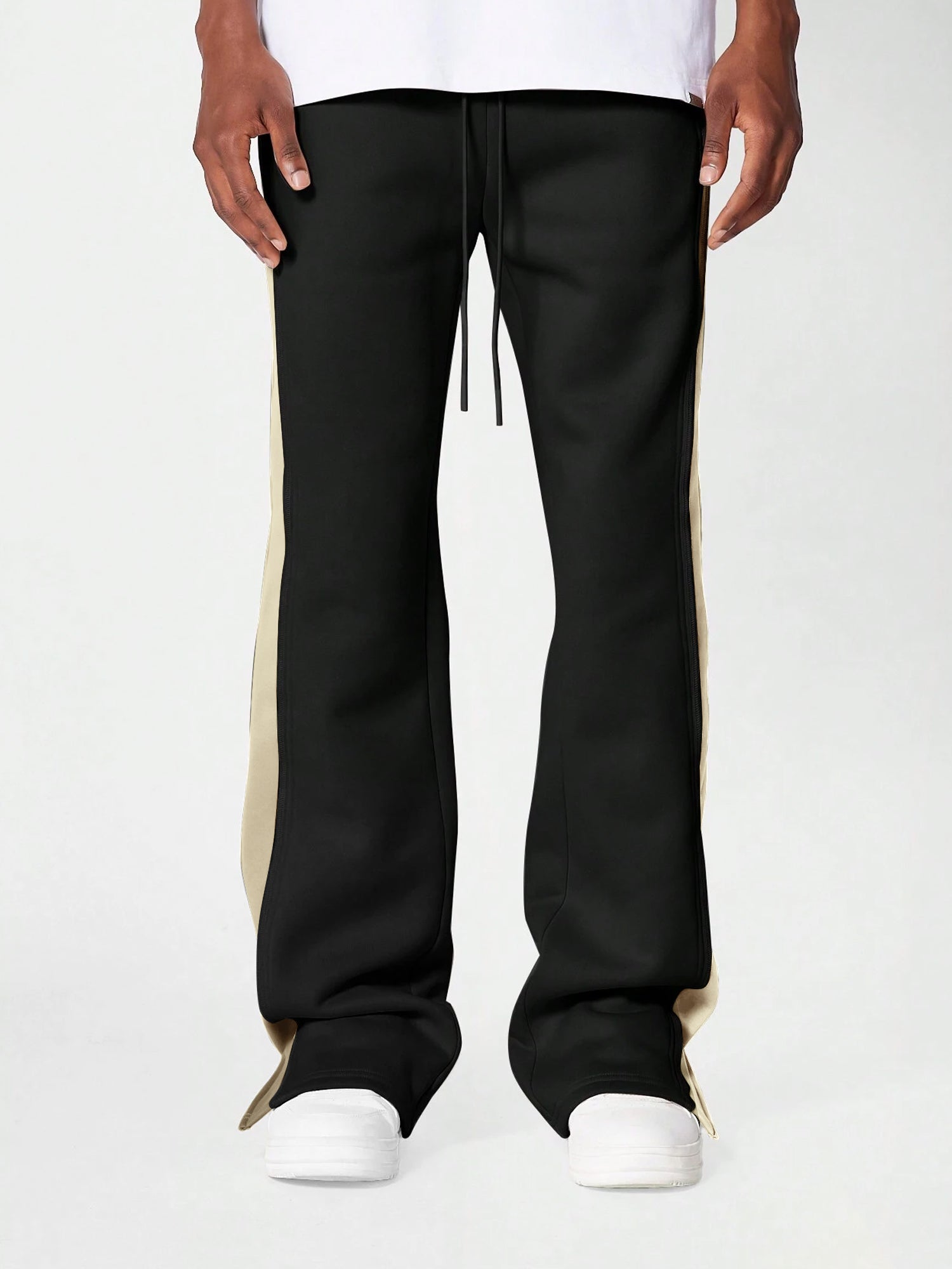 ColorBlock Black Baggy Fit Trackpant