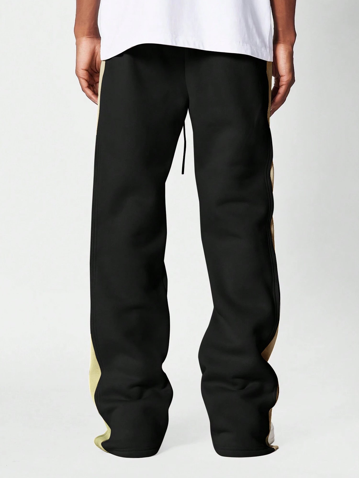 ColorBlock Black Baggy Fit Trackpant