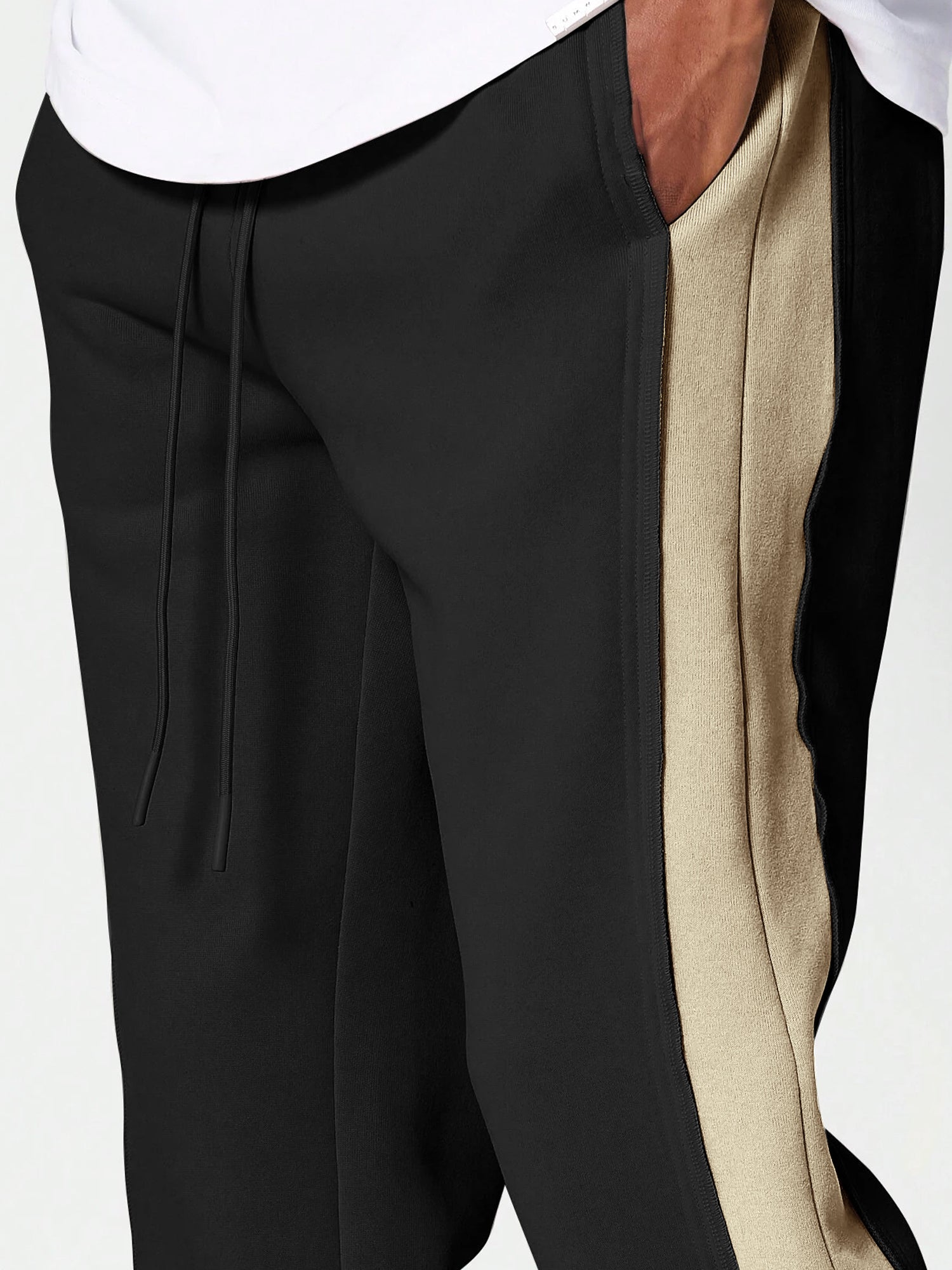 ColorBlock Black Baggy Fit Trackpant