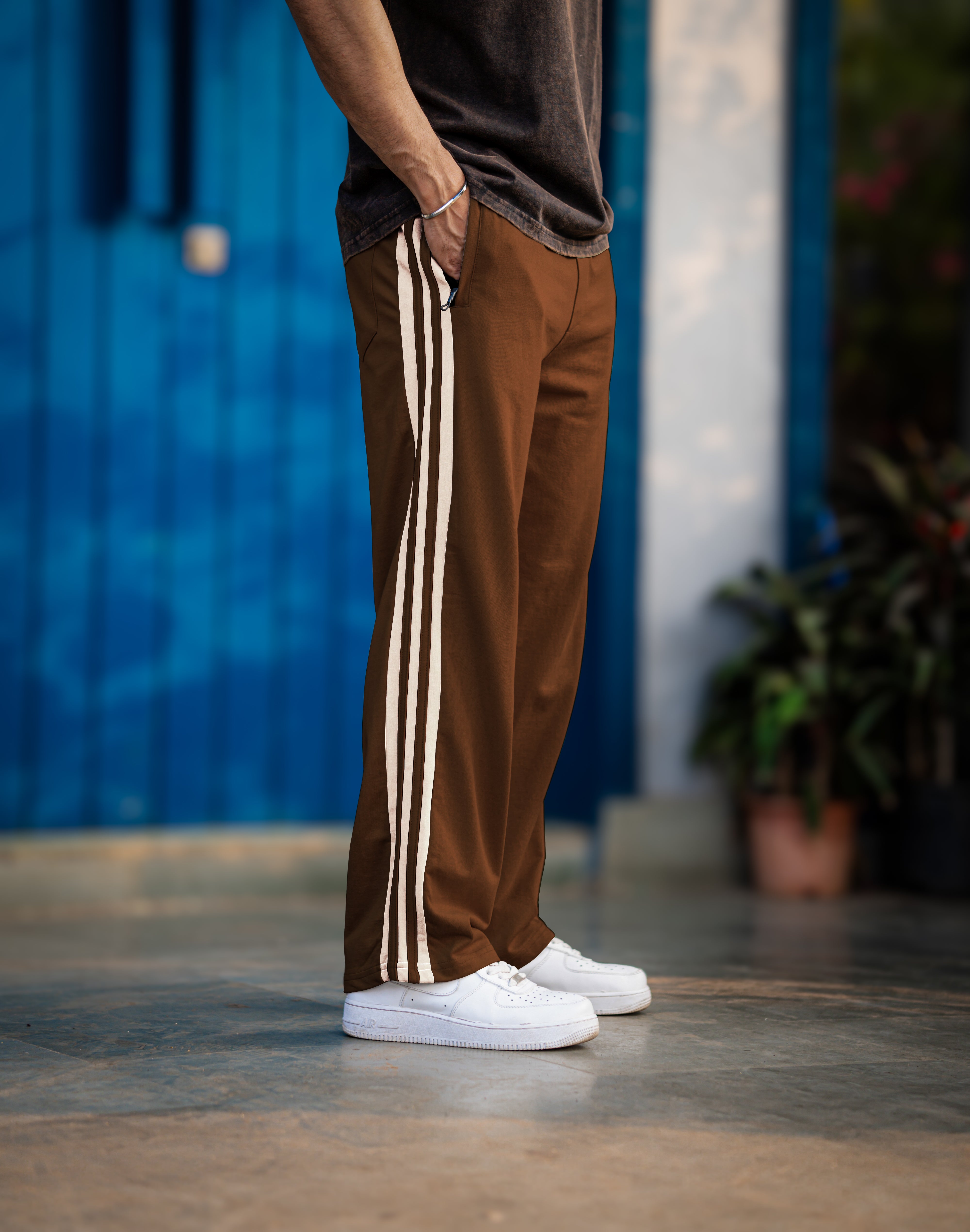 Baggy Fit Brown Tapped Pant