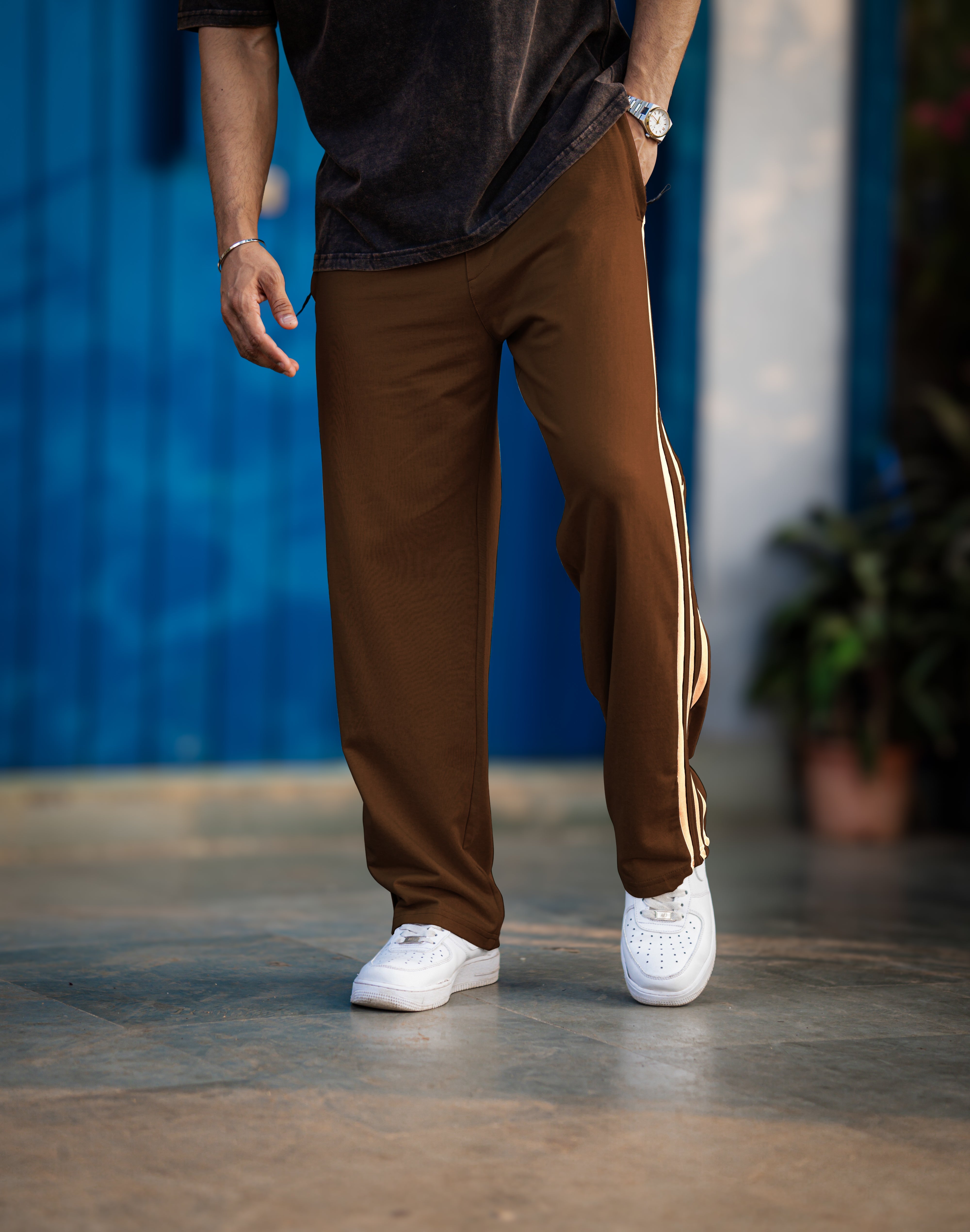 Baggy Fit Brown Tapped Pant