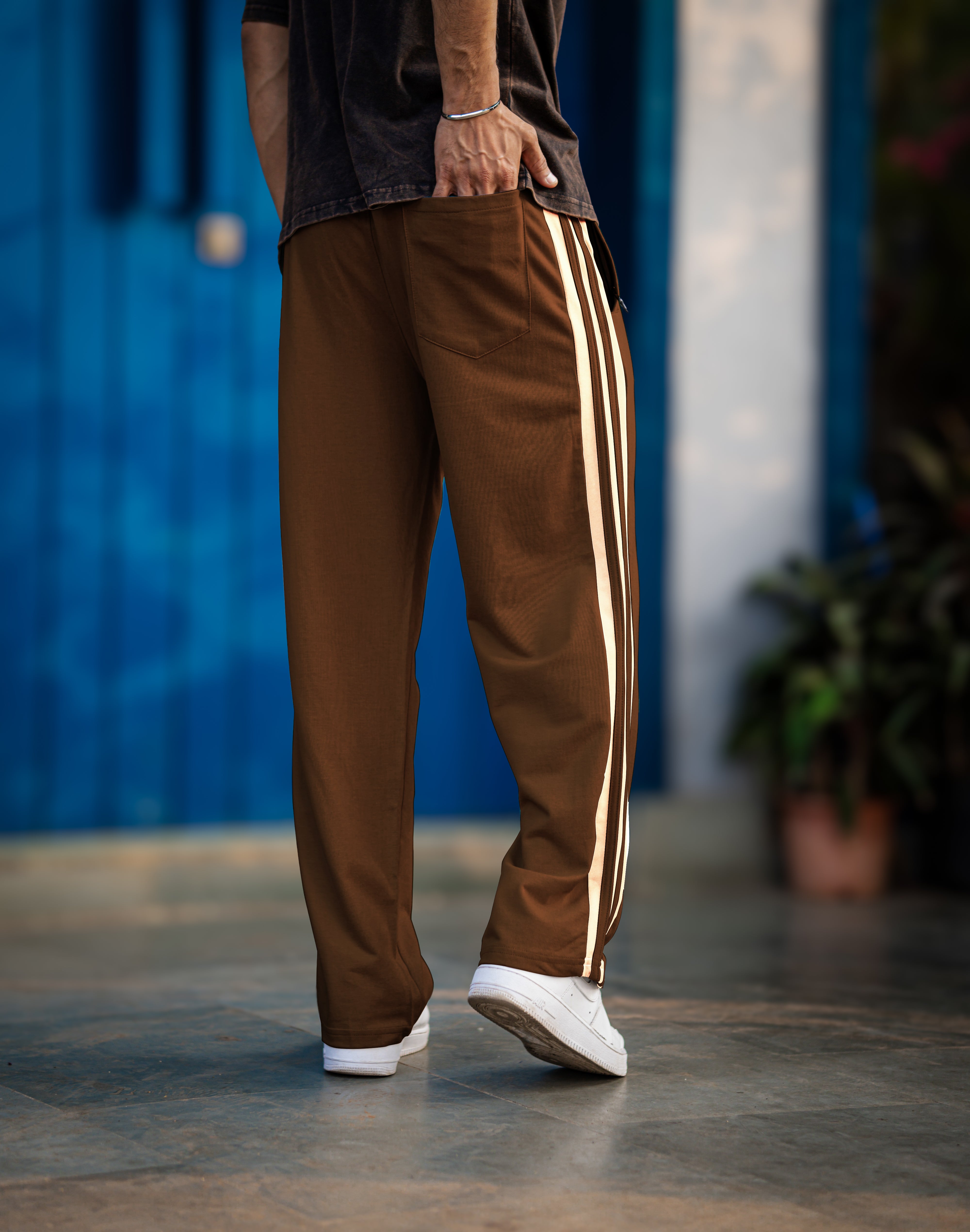 Baggy Fit Brown Tapped Pant