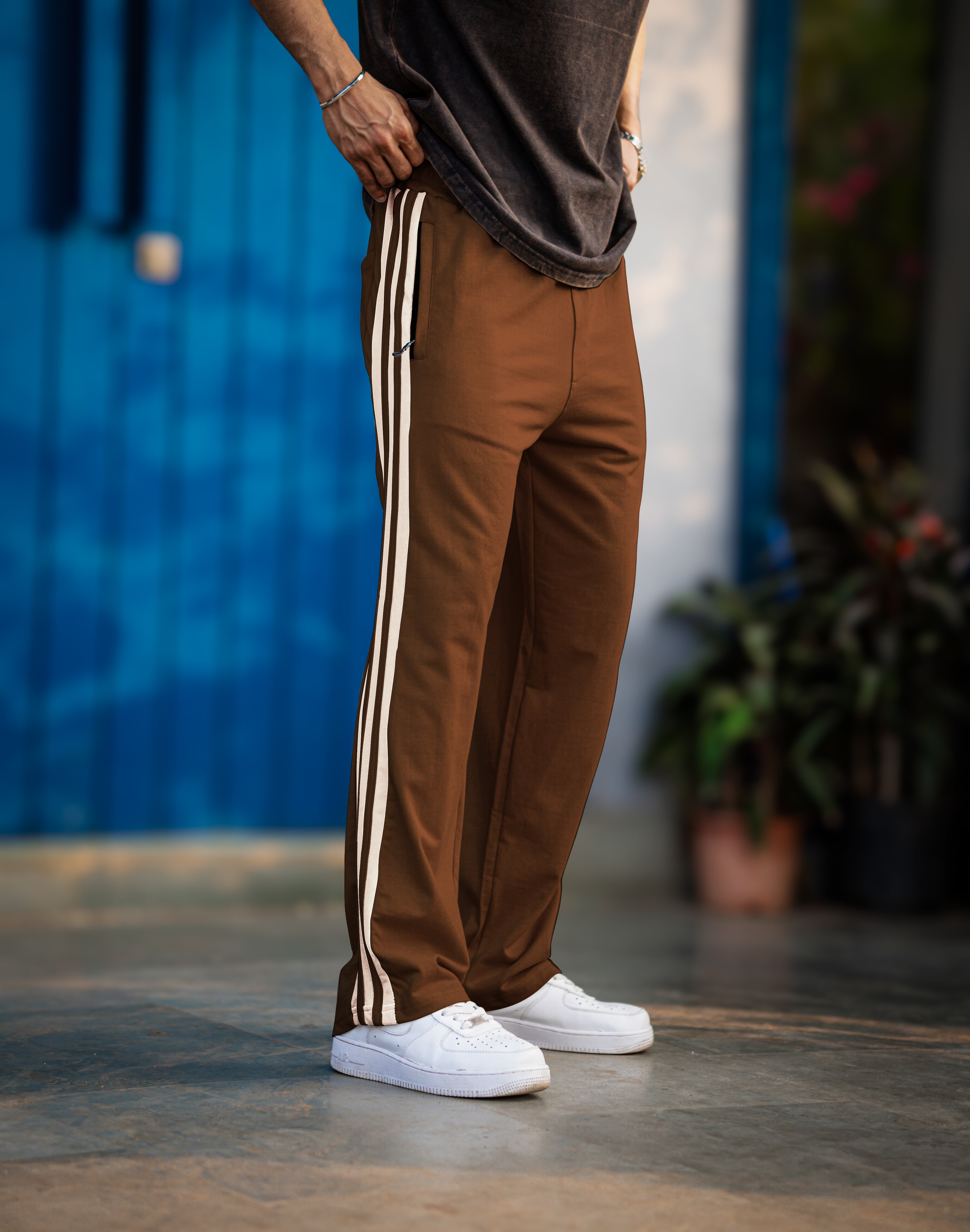 Baggy Fit Brown Tapped Pant