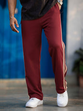 Baggy Fit Burgundy Taped Pant